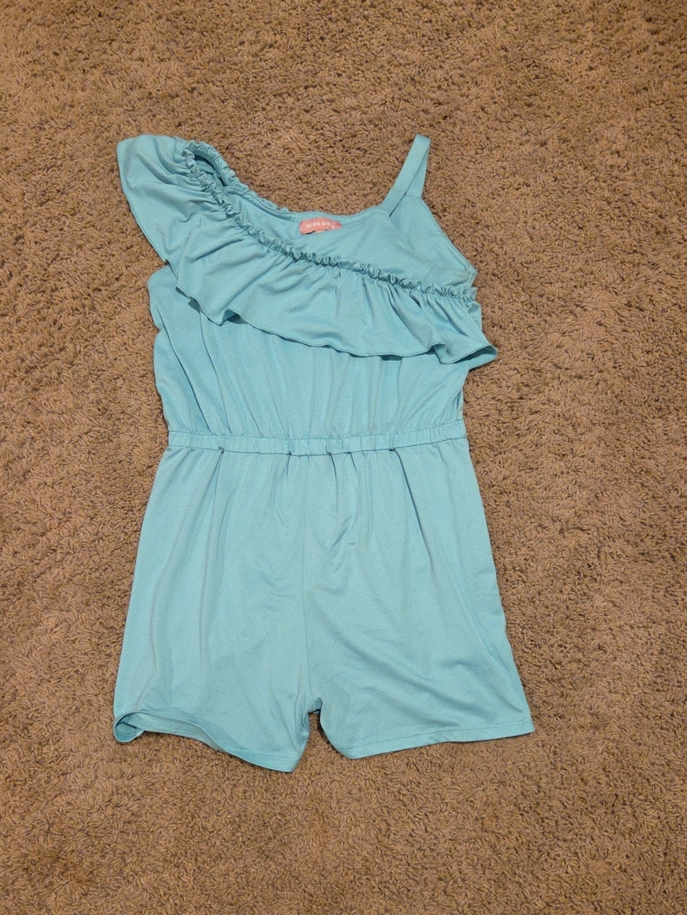 BCBGirls Aqua One-Shoulder Ruffle Romper